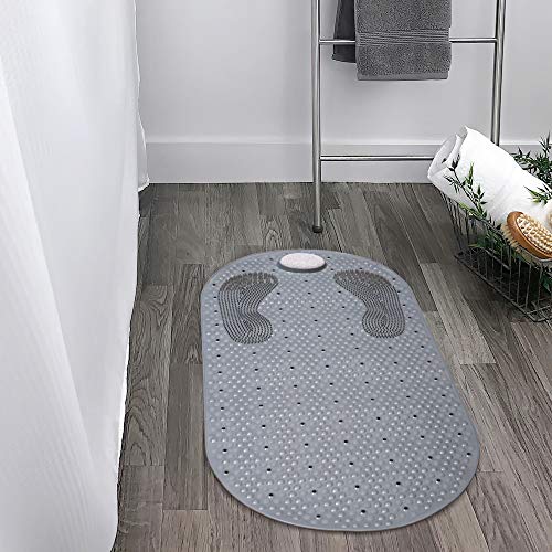 Alfombrillas de Ducha Alfombrilla de Baño Antideslizantes 40x80 CM PVC Alfombrillas de Masaje Alfombrilla para Pies con Piedra Pómez Extraíble Alfombrilla Baño con Ventosas y Orificios de Drenaje