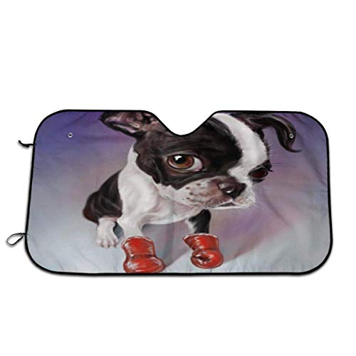 Alice Eva Boxeo Boston Terrier Parabrisas Coche Sombrilla Ventana Sombrilla Mantiene el vehículo Fresco Universal 140X76CM