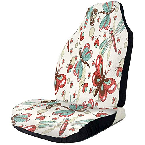 Alice Eva Cartoon Dragonfly Ladybug Car Seat Cover Car Seat Protector 2Pcs Universal