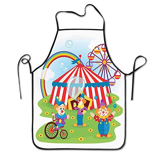 alice-shop Delantales, diversión Escena de Circo con Payasos sobre Hierba Rainbow Ferris Wheel Happy Bubbles Childhood Theme alice-shop Delantales, diversión Escena de Circo con Payasos sobre Hierba Rainbow Ferris Wheel Happy Bubbles Childhood Theme