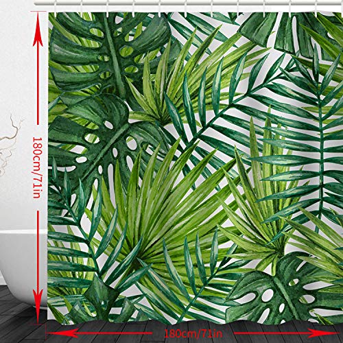 Alicemall Cortina de Ducha 3D Estamapado Verde Hojas Cortinas de Baño 180*180cm con 12 Ganchos Impermeable y Resistente al Moho Alicemall Cortina de Ducha 3D Estamapado Verde Hojas Cortinas de Baño 180*180cm con 12 Ganchos Impermeable y Resistente al Moho