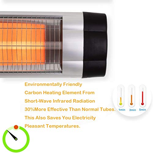ALINILA Calefactor Portatil,Calefactor por Radiación Infrarrojo para Terraza,Soporte Telescópico Ajustable en Altura, Aplicable a Terrazas de Jardín Interiores y Exteriores (2500W)