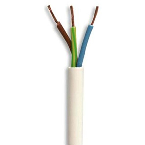 Ali's DIY Cable flexible redondo de 3 núcleos, color blanco, rollo completo y longitudes personalizadas disponibles