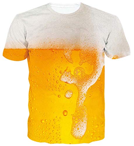 ALISISTER T Shirts Hombre Mujer 3D Personalizado Camisetas Cerveza Casual Cuello Redondo Camisetas Summer Beach Manga Corta T-Shirt XXL