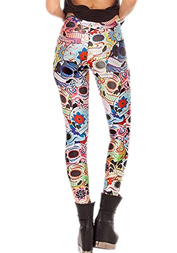 Alive Leggings elásticos para mujer y niña, diseño de esqueleto de roca, calavera, ajustados, talla única, para mujer