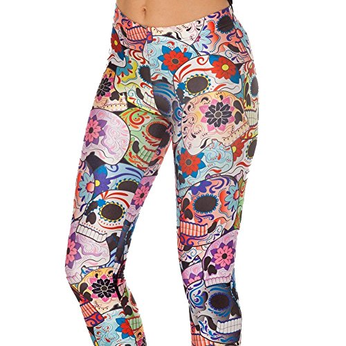 Alive Leggings elásticos para mujer y niña, diseño de esqueleto de roca, calavera, ajustados, talla única, para mujer