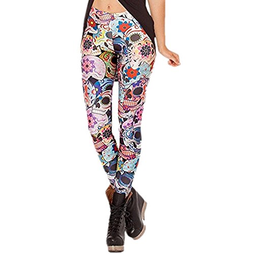 Alive Leggings elásticos para mujer y niña, diseño de esqueleto de roca, calavera, ajustados, talla única, para mujer