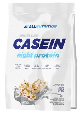 All Nutrition Polvo de Proteína Nocturna de Caseína Micelar, Chocolate Blanco 910 g