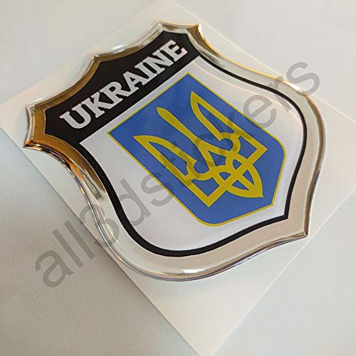 All3dstickers Pegatina Escudo de Armas Ucrania Relieve 3D Emblema Ucrania Resina Adhesivo Vinilo