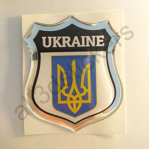 All3dstickers Pegatina Escudo de Armas Ucrania Relieve 3D Emblema Ucrania Resina Adhesivo Vinilo