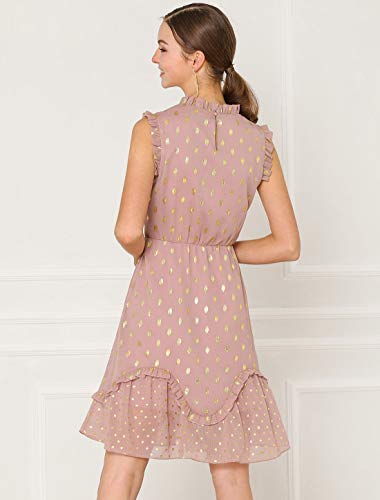 Allegra K Vestido De Patinador Cóctel Volante Fruncido Sin Mangas Estampado De Punto Metalico para Mujer Rosa S Allegra K Vestido De Patinador Cóctel Volante Fruncido Sin Mangas Estampado De Punto Metalico para Mujer Rosa S