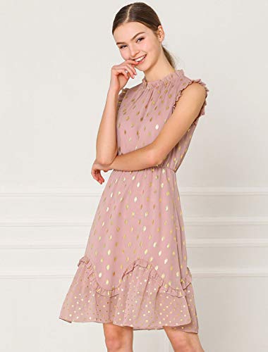 Allegra K Vestido De Patinador Cóctel Volante Fruncido Sin Mangas Estampado De Punto Metalico para Mujer Rosa S Allegra K Vestido De Patinador Cóctel Volante Fruncido Sin Mangas Estampado De Punto Metalico para Mujer Rosa S