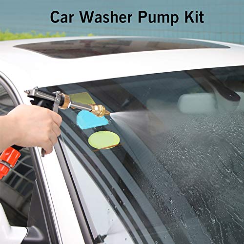 ALLOMN Bomba de la Lavadora del Coche, Kit de Lavado de Coches de Alta Presión Bomba de Limpieza de Coches Bomba de Agua Kit de Lavado de Pistola Pulverizadora Portátil 130PS DC 12V 80W