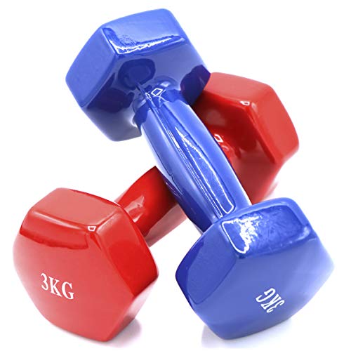 ALLPER Mancuernas con Revestimiento de Vinilo, Pack DE 2. Color Rojo. Peso de 3 Kilos. Gimnasio en casa, Ejercicios Ligeros. Mantente en Forma. ALLPER Mancuernas con Revestimiento de Vinilo, Pack DE 2. Color Rojo. Peso de 3 Kilos. Gimnasio en casa, Ejercicios Ligeros. Mantente en Forma.