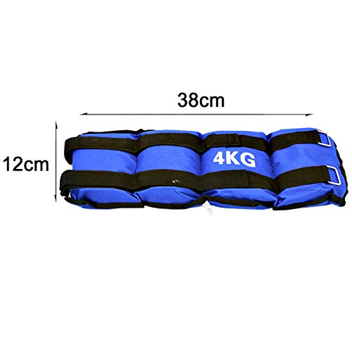 ALLPER Pack de 2 Pesas de 4 Kilos. para Tobillos y/o muñecas, TAMAÑO: 38 x 12. para Correr, Gimnasio, Footing. Correas Ajustables, Transpirable. Máxima Comodidad.