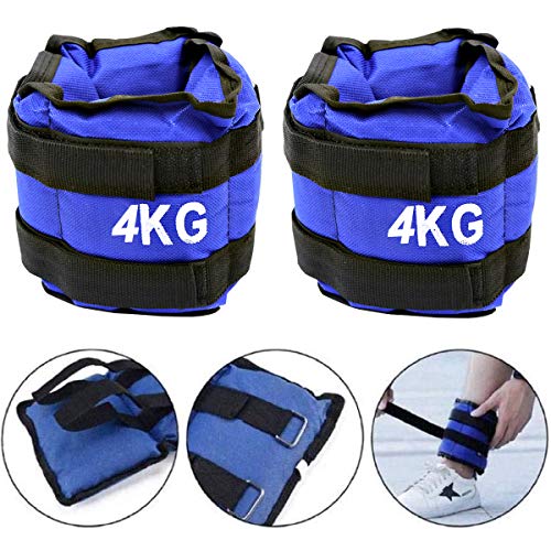 ALLPER Pack de 2 Pesas de 4 Kilos. para Tobillos y/o muñecas, TAMAÑO: 38 x 12. para Correr, Gimnasio, Footing. Correas Ajustables, Transpirable. Máxima Comodidad.