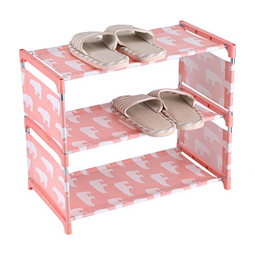 Almacenamiento de Racks de Zapatos con 3 estantes, gabinete de Tela Plegable Lindo para gabinetes de Zapatos Organizador de Zapatos Racks de Zapatos s Guardaje (Red)