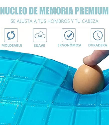 Almohada Cervical Viscoelástica de Gel con Espuma de Memoria Previene dolor de Espalda y Cuello | Cojín Flex Visco Firme y Suave para Dormir con Funda Antiácaros y Antibacterial Transpirable y Lavable