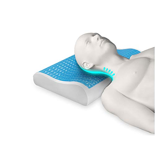 Almohada Cervical Viscoelástica de Gel con Espuma de Memoria Previene dolor de Espalda y Cuello | Cojín Flex Visco Firme y Suave para Dormir con Funda Antiácaros y Antibacterial Transpirable y Lavable