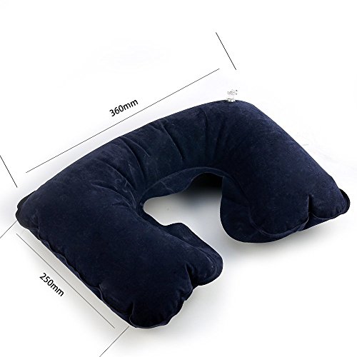 Almohada de Viaje inflables determinadas Dormir Almohada para Cuello con la máscara y Tapones para los oídos de los Ojos Confort para el Aeroplano o conmuta Transporte (Color al Azar) LYSB-01