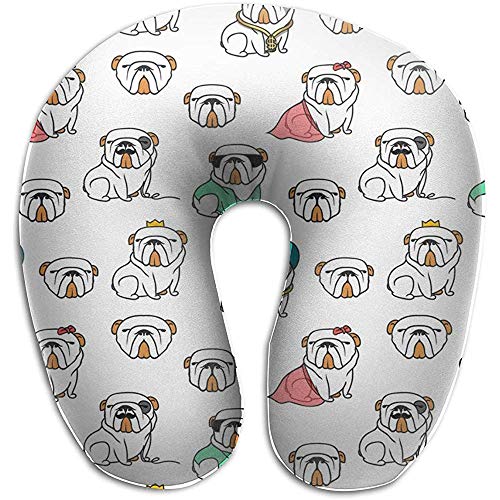 Almohadas De Viaje,Patrón De Bulldog Inglés Imagen Vectorial Almohada Personalizada En Forma De U Almohadilla para El Cuello Cojín Unisex para Viajes Largos Escapadas Cortas Almohadas De Viaje,Patrón De Bulldog Inglés Imagen Vectorial Almohada Personalizada En Forma De U Almohadilla para El Cuello Cojín Unisex para Viajes Largos Escapadas Cortas