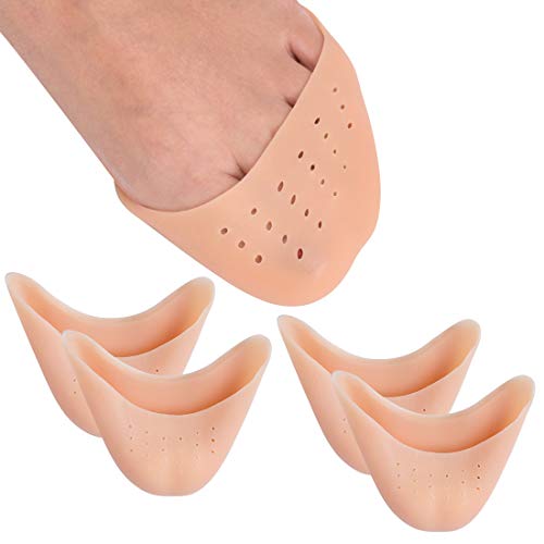 Almohadillas de Gel de Silicona para Dedos de los pies, con Agujero Transpirable, Ballet Pointe Zapatillas de Baile Zapatillas Tacones Altos Toe Cap Protector, 2 Pares (Color de Piel)