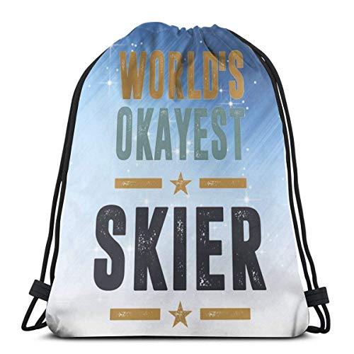 Almost-Okay-Shop World's Okayest - Mochila con cordón para esquiar, bolsa de gimnasio Almost-Okay-Shop World's Okayest - Mochila con cordón para esquiar, bolsa de gimnasio