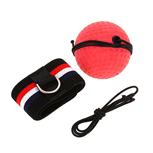 Alomejor Boxeo Bola Reflex con Banda para la Cabeza Elástica para Punch MMA Speed ​​Focus Training Adulto Niños Ejercicio Ejercicio Fitness(Red Headband)