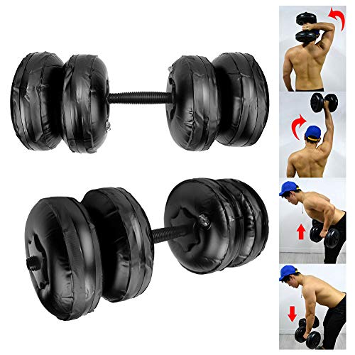 Alomejor Mancuernas llenas de Agua 16-20 KG Mancuernas de Peso Ajustable para Fitness Brazo Entrenamiento Muscular Culturismo Viaje Mancuernas Conjunto(Black)