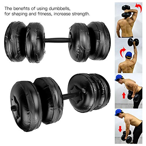 Alomejor Mancuernas llenas de Agua 16-20 KG Mancuernas de Peso Ajustable para Fitness Brazo Entrenamiento Muscular Culturismo Viaje Mancuernas Conjunto(Black)