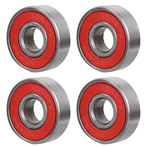 Alomejor Rodamiento de Rodillos de Patines 8 Piezas de Longboard 608 Rodamientos de Bolas para patinetas Patines en línea (Red 7)
