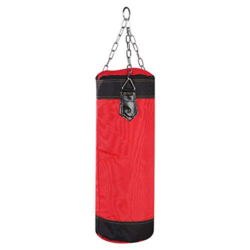 Alomejor Saco De Arena, Tela Oxford Saco De Arena De Entrenamiento Saco De Boxeo Pesado Saco De Entrenamiento VacíO Inflable Saco De Arena De Lucha Karate con Hebillas De Metal (100cm-Rojo)