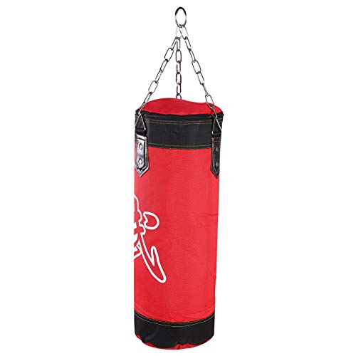 Alomejor Saco De Arena, Tela Oxford Saco De Arena De Entrenamiento Saco De Boxeo Pesado Saco De Entrenamiento VacíO Inflable Saco De Arena De Lucha Karate con Hebillas De Metal (100cm-Rojo)