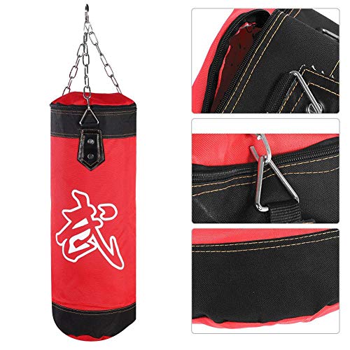 Alomejor Saco De Arena, Tela Oxford Saco De Arena De Entrenamiento Saco De Boxeo Pesado Saco De Entrenamiento VacíO Inflable Saco De Arena De Lucha Karate con Hebillas De Metal (100cm-Rojo)