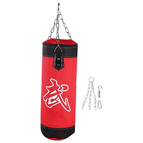 Alomejor Saco De Arena, Tela Oxford Saco De Arena De Entrenamiento Saco De Boxeo Pesado Saco De Entrenamiento VacíO Inflable Saco De Arena De Lucha Karate con Hebillas De Metal (100cm-Rojo)