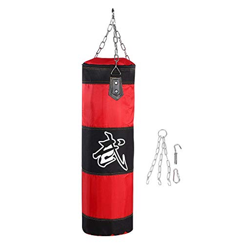 Alomejor Saco de Boxeo Saco de Boxeo Resistente con Cadenas para el Entrenamiento de Boxeo Bolsa de Arena de Fitness(1m-Red)