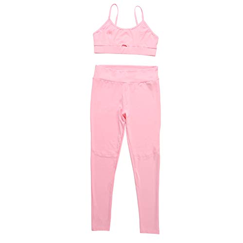 Alomejor Sujetador Deportivo para Mujer Conjunto de Pantalones Conjunto de Ropa de Yoga Estiramiento Traje de Ejercicio físico Gimnasio Sujetador Leggings Conjunto(S-Pink)