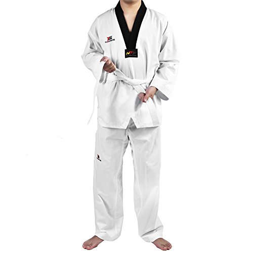 Alomejor Uniforme de Taekwondo, Manga Larga de algodón, con cinturón Blanco, Traje de Karate para Adultos y niños(120) Alomejor Uniforme de Taekwondo, Manga Larga de algodón, con cinturón Blanco, Traje de Karate para Adultos y niños(120)