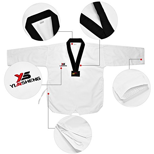 Alomejor Uniforme de Taekwondo, Manga Larga de algodón, con cinturón Blanco, Traje de Karate para Adultos y niños(120) Alomejor Uniforme de Taekwondo, Manga Larga de algodón, con cinturón Blanco, Traje de Karate para Adultos y niños(120)
