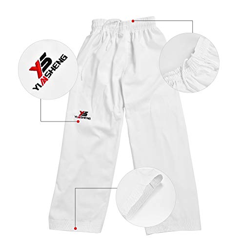 Alomejor Uniforme de Taekwondo, Manga Larga de algodón, con cinturón Blanco, Traje de Karate para Adultos y niños(120)