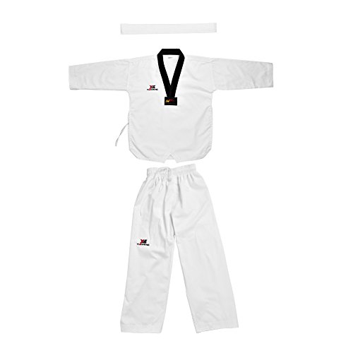 Alomejor Uniforme de Taekwondo, Manga Larga de algodón, con cinturón Blanco, Traje de Karate para Adultos y niños(120)