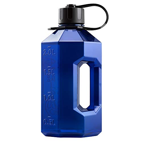 Alpha Bottle XXL - 2.4 Litre Water Jug/Gym Bottle - no BPA, Ideal for Gym, Dieting, Bodybuilding, Outdoor Sports, Hiking and Office, Half Gallon - Made in the UK from Food Safe Materials (Blue/Black)