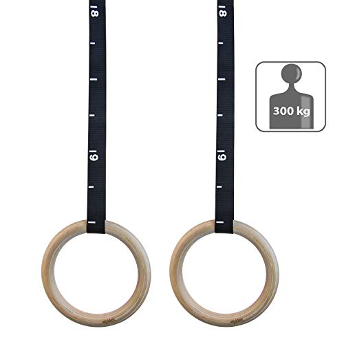 ALPIDEX Anillas de Gimnasia de Madera Aros para Hacer Ejercicio Incluido Anclaje para Puerta y Correas de fijación con Marcas de Longitud ALPIDEX Anillas de Gimnasia de Madera Aros para Hacer Ejercicio Incluido Anclaje para Puerta y Correas de fijación con Marcas de Longitud