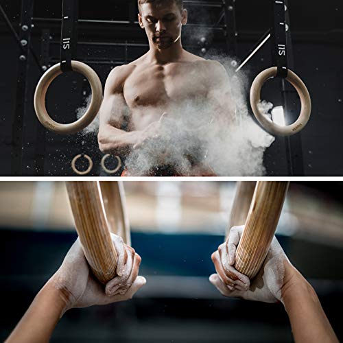 ALPIDEX Anillas de Gimnasia de Madera Aros para Hacer Ejercicio Incluido Anclaje para Puerta y Correas de fijación con Marcas de Longitud ALPIDEX Anillas de Gimnasia de Madera Aros para Hacer Ejercicio Incluido Anclaje para Puerta y Correas de fijación con Marcas de Longitud