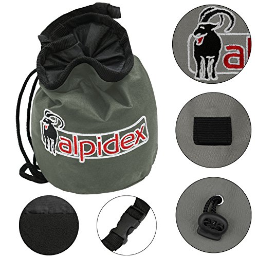 ALPIDEX Chalkbag, Incluyendo 3 x Chalk Ball 35 g, Color:Grey Mountain