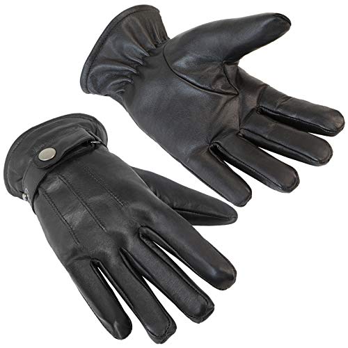 ALPIDEX Guantes de Piel para Hombre cuero real - Tamaño S, black