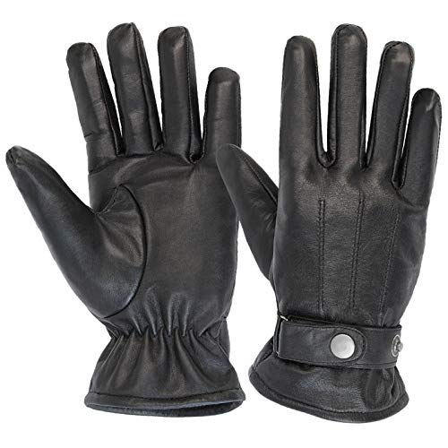 ALPIDEX Guantes de Piel para Hombre cuero real - Tamaño S, black