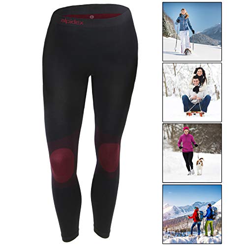 ALPIDEX Ropa Interior para esquí, térmica y Funcional para Mujer - Transpirable, cálida y de Secado rápido, Tamaño:S/M, Color:Negro-Rojo
