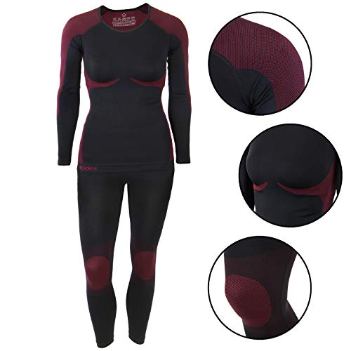 ALPIDEX Ropa Interior para esquí, térmica y Funcional para Mujer - Transpirable, cálida y de Secado rápido, Tamaño:S/M, Color:Negro-Rojo ALPIDEX Ropa Interior para esquí, térmica y Funcional para Mujer - Transpirable, cálida y de Secado rápido, Tamaño:S/M, Color:Negro-Rojo