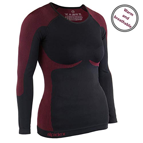 ALPIDEX Ropa Interior para esquí, térmica y Funcional para Mujer - Transpirable, cálida y de Secado rápido, Tamaño:S/M, Color:Negro-Rojo ALPIDEX Ropa Interior para esquí, térmica y Funcional para Mujer - Transpirable, cálida y de Secado rápido, Tamaño:S/M, Color:Negro-Rojo